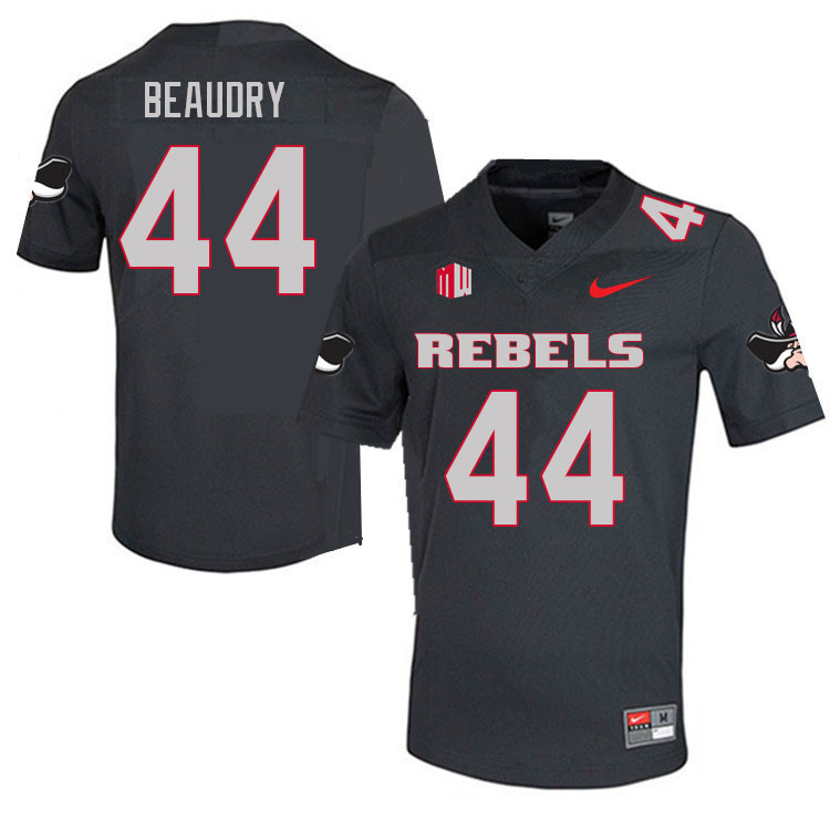 Men #44 Kyle Beaudry UNLV Rebels College Football Jerseys Sale-Charcoal